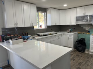 Kitchen with a new island part-way through the work