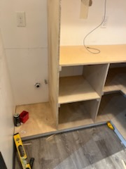 Cabinet carcass and counter under construction